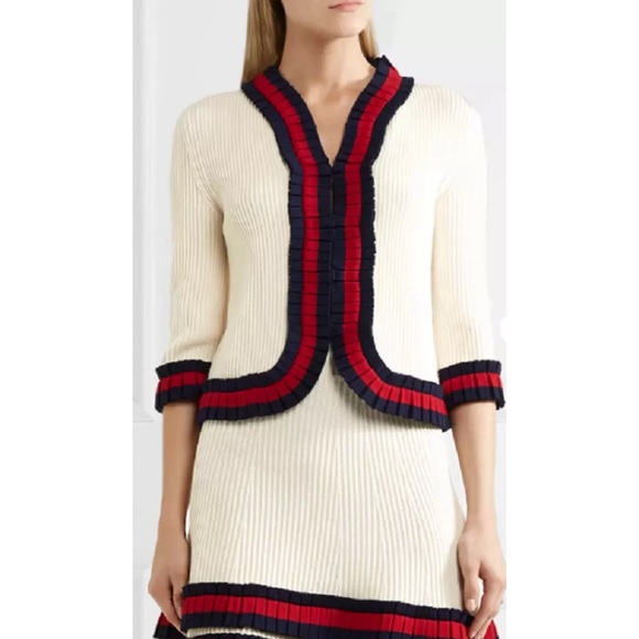 Gucci Sweaters - ♥️💙 GUCCI Ruffle Trim Wool Cardigan Jacket XL